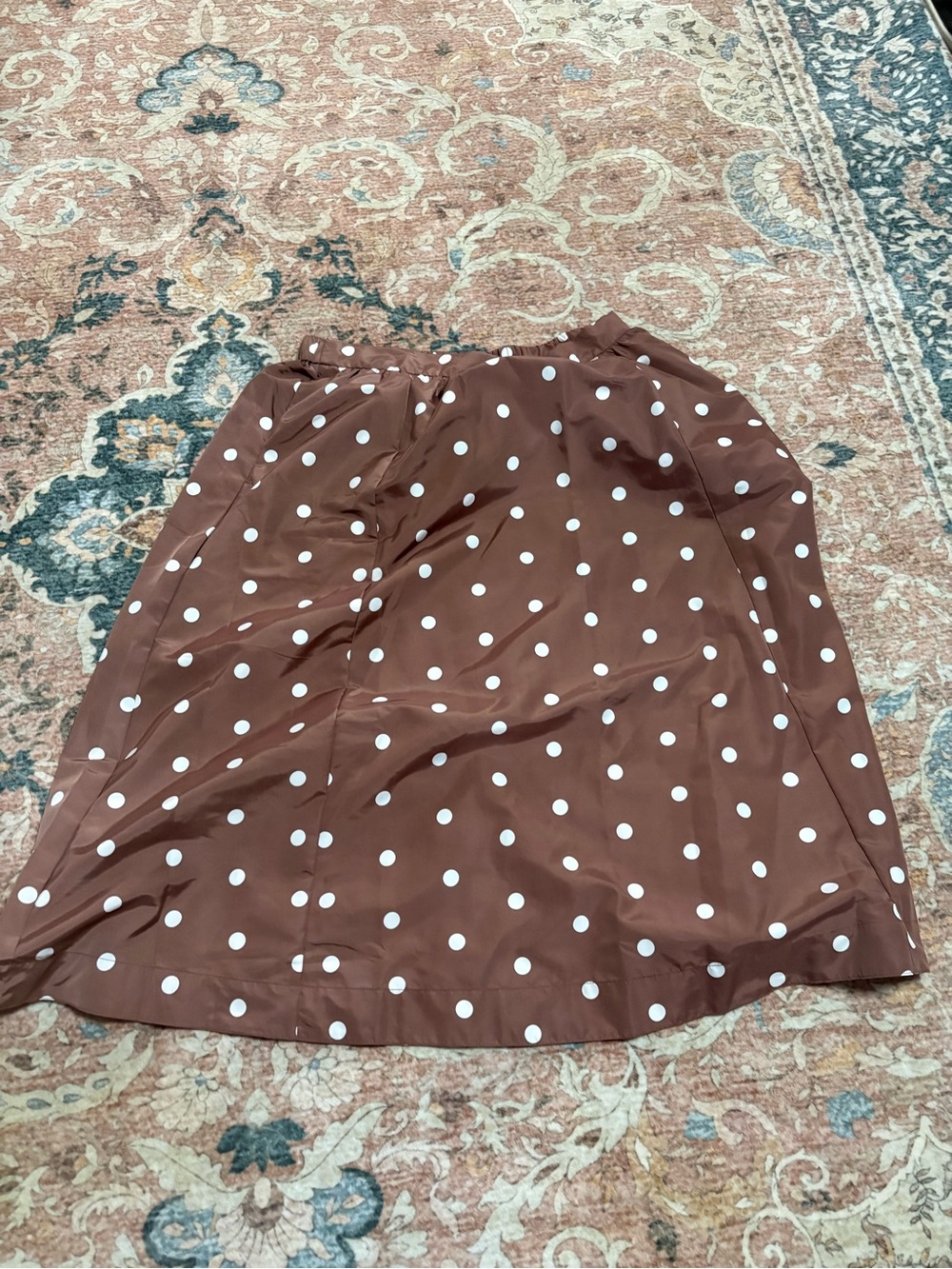 Old Navy Brown Midi Skirt with White Polka Dots
